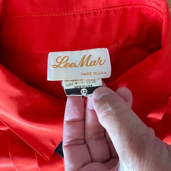 Lee Mar Red Vintage Button Up Blouse size 12 - Picture 3 of 4